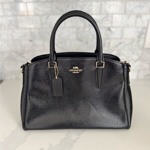 Coach Black Satchel with Gold Accents